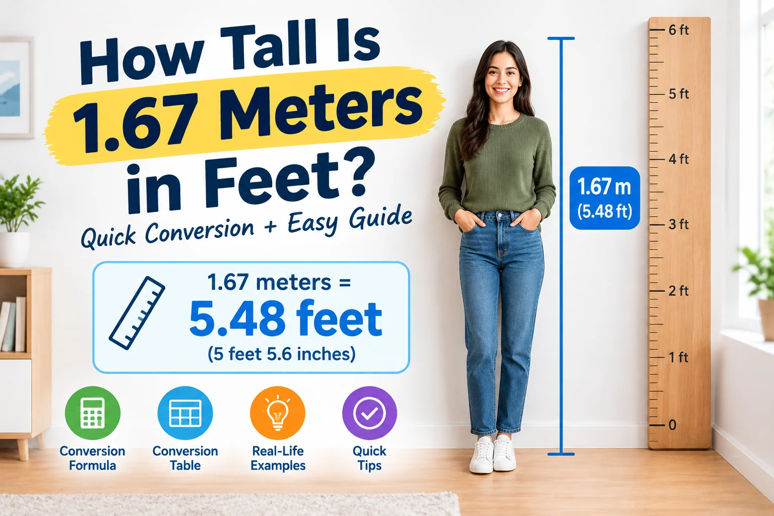 How Tall Is 1.67 Meters in Feet?