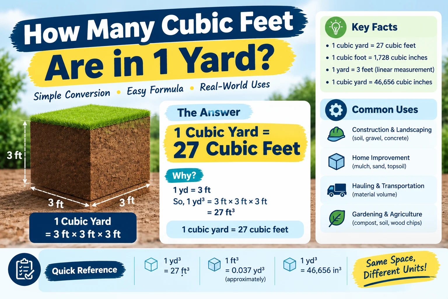 How Many Cubic Feet Are in 1 Yard?