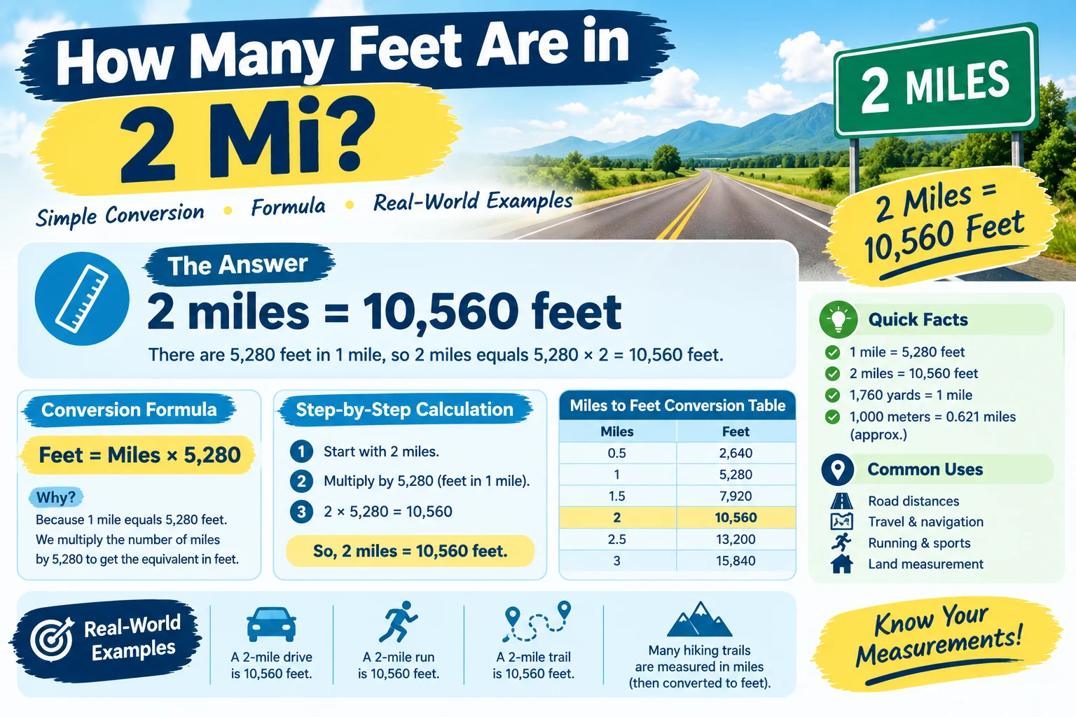 How Many Feet Are in 2 Mi?